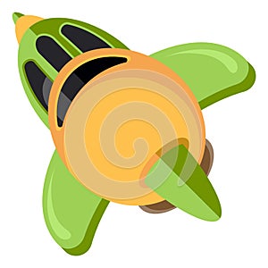 Shuttle icon. Cartoon space ship. Plastic rocket toy
