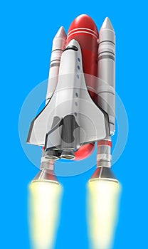 Shuttle launch on blue background. My own design