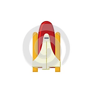 Shuttle rocket in flat on white background