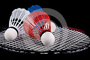 Shuttlecock and badminton racket