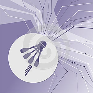 Shuttlecock, badminton, tennis icon on purple abstract modern background. The lines in all directions. With room for your advertis