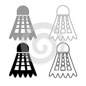 Shuttlecock icon outline set grey black color