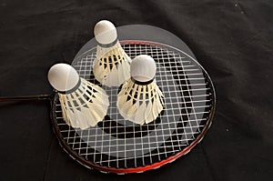 Shuttlecocks with racket for badminton game