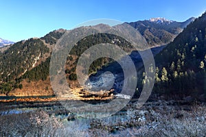 Shuzhenghai lake in jiuzhaigou winter