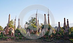 Shwe Inn Thein Pagoda Complex on Inle lake, Myanmar
