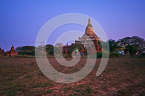 Shwe San Daw Pagoda in evening lighting, Bagan, Myanmar