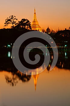 Shwedagon and its reflection at night
