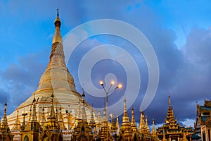 Shwedagon pagoda and golden buddhist temple, Yangon, Myanmar