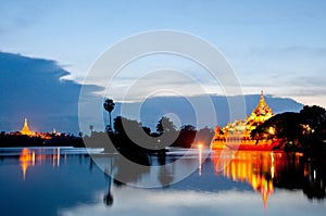 Shwedagon Pagoda and Karaweik Palace