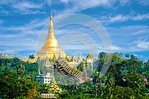 Shwedagon Pagoda in Myanmar Burma photo