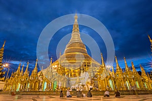 The Shwedagon Pagoda one of the most famous pagodas in the world the main attraction of Yangon. Myanmarâ€™s capital city.