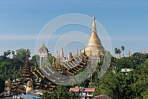 The Shwedagon Pagoda one of the most famous pagodas in the world the main attraction of Yangon. Myanmarâ€™s capital city.