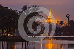 Shwedagon Pagoda in twilight