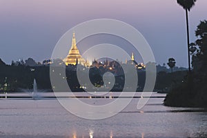 Shwedagon Pagoda on twilight sky, Yangon, Myanmar