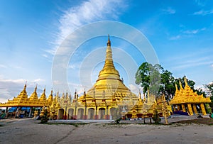 Shwedagon pagoda at Wat Suwan Khiri ,Ranong,Thailand.Replica of