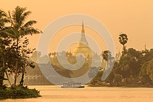 Shwedagon Pagoda in Yangon City, Burma photo