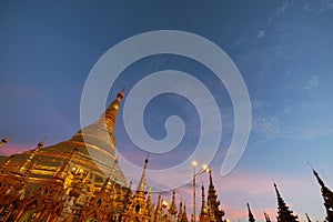 Shwedagon pagoda in Yangon, Myanamr