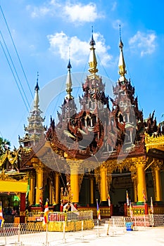 Shwedagon Pagoda Yangon, Myanmar.Myanmar art statue Unique, beautiful, outstanding.