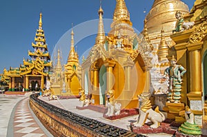 Shwedagon Paya is the most sacred golden buddhist pagoda in Yangon, Myanmar