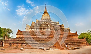 Shwesandaw pagoda in Bagan. Myanmar. Panorama