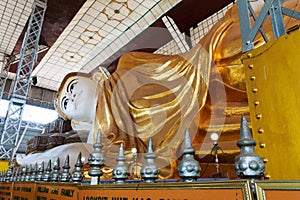 Shwethalyaung buddha the giant reclining in Myanmar.