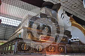 Shwethalyaung Reclining Buddha in Bago, Myanmar.