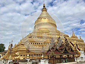 Shwezigon Pagoda in Bagan city, Myanmar