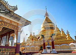 Shwezigon pagoda in Mandalay with blue sky, Myanmar 5