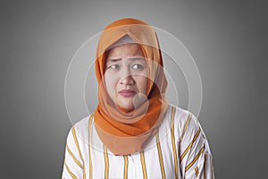 Shy Depressed Worried Muslim Woman