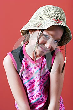 Shy girl with a hat