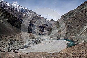 Turquoise colored waters of a Himalayan river photo