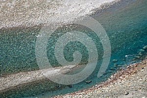Turquoise colored waters of a Himalayan river photo