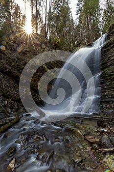 June 25, 2021 Shypit waterfall and its surroundings are a popular tourist attraction in Transcarpathia, Ukraine.