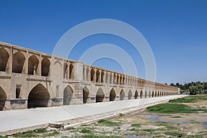 Si o Seh Pol bridge on the afternoon in Isfahan, Iran. Also known as Allahverdi Khan Bridge, or 33 arches bridge photo
