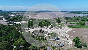 Si Phan Don or 4.000 islands near Don Det in southern Laos seen from the sky