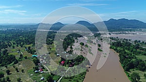 Si Phan Don or 4.000 islands near Don Det in southern Laos from the sky