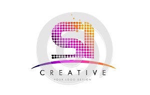 SI S I Letter Logo Design with Magenta Dots and Swoosh photo