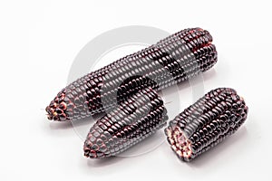 Siam ruby queen corn on isolate white background.It can eat as a fresh,steam,grill,and microwave.Sweet red corn of Thailand.