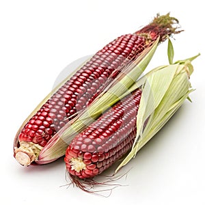 Siam ruby queen Thai red corn isolated on white background