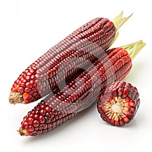 Siam ruby queen Thai red corn isolated on white background
