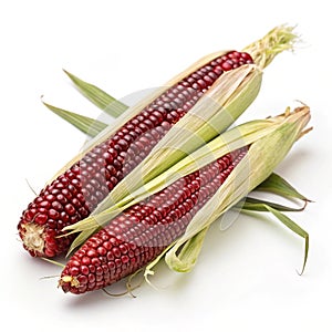 Siam Ruby Queen (Thai Red Corn) Isolated on White Background