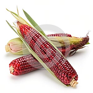 Siam ruby queen Thai red corn isolated on white background