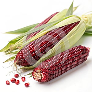 Siam Ruby Queen (Thai Red Corn) Isolated on White Background
