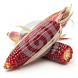 Siam Ruby Queen Thai red corn isolated on white background