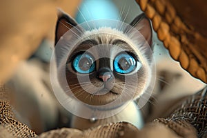 Siamese cat 3D cartoon style