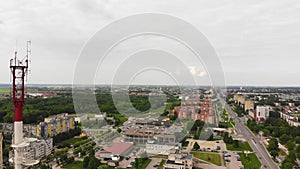 Siauliai city aerial view and soviet union style buildings