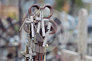 SIAULIAI, LITHUANIA. Hill of Crosses is a unique monument of history and religious folk art and the most important Lithuanian