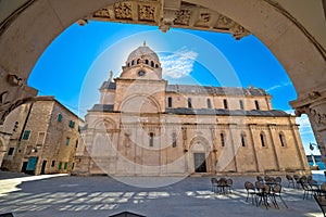 Sibenik cathedral of st James square view, UNESCO world heritage site photo