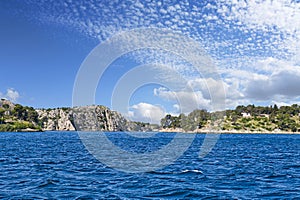 Sibenik, Croatia. Unesco city of Sibenik on coastline, Dalmatia, Croatia. Colorful historic town