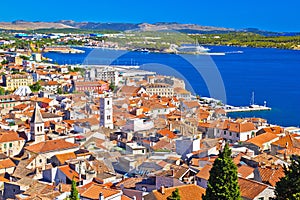 Sibenik old town and waterfront aerial view